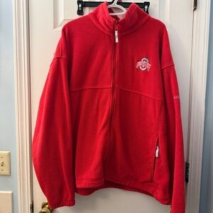 Columbia Ohio State Buckeyes Red Fleece Jacket Sz 2XL Full Zip Pockets Sports